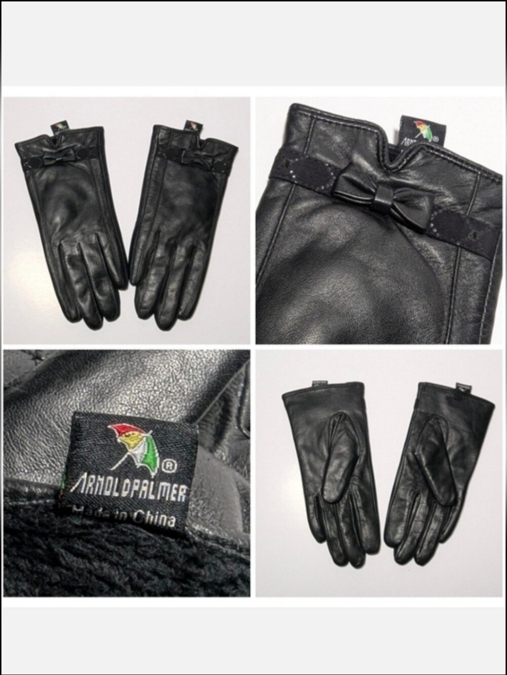 Vintage black leather gloves by Arnold Palmer